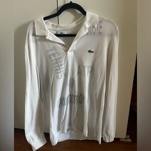 Lacoste x Chinatown Market Long Sleeve Polo with Graffiti and Laser Printing